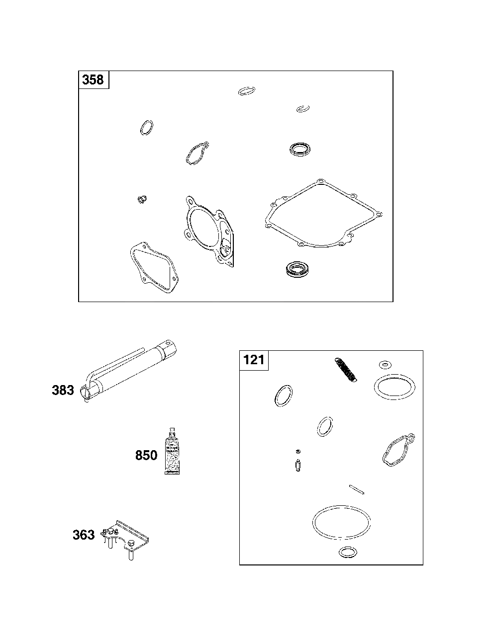Service Parts And Tools Group Diagram and Parts List for 9P602-0121-H1  Briggs and Stratton Engine